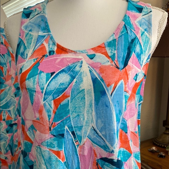 D&Co Beach Blue and Pink Sleeveless Sundress with Scoop Neck - Picture 3 of 13